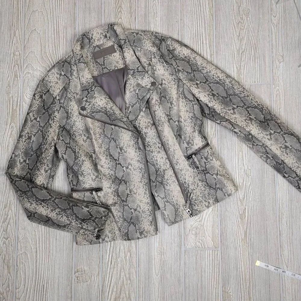 Blank NYC Womens Small Snake Print Moto Jacket Asymmetrical Front Zip Stretch